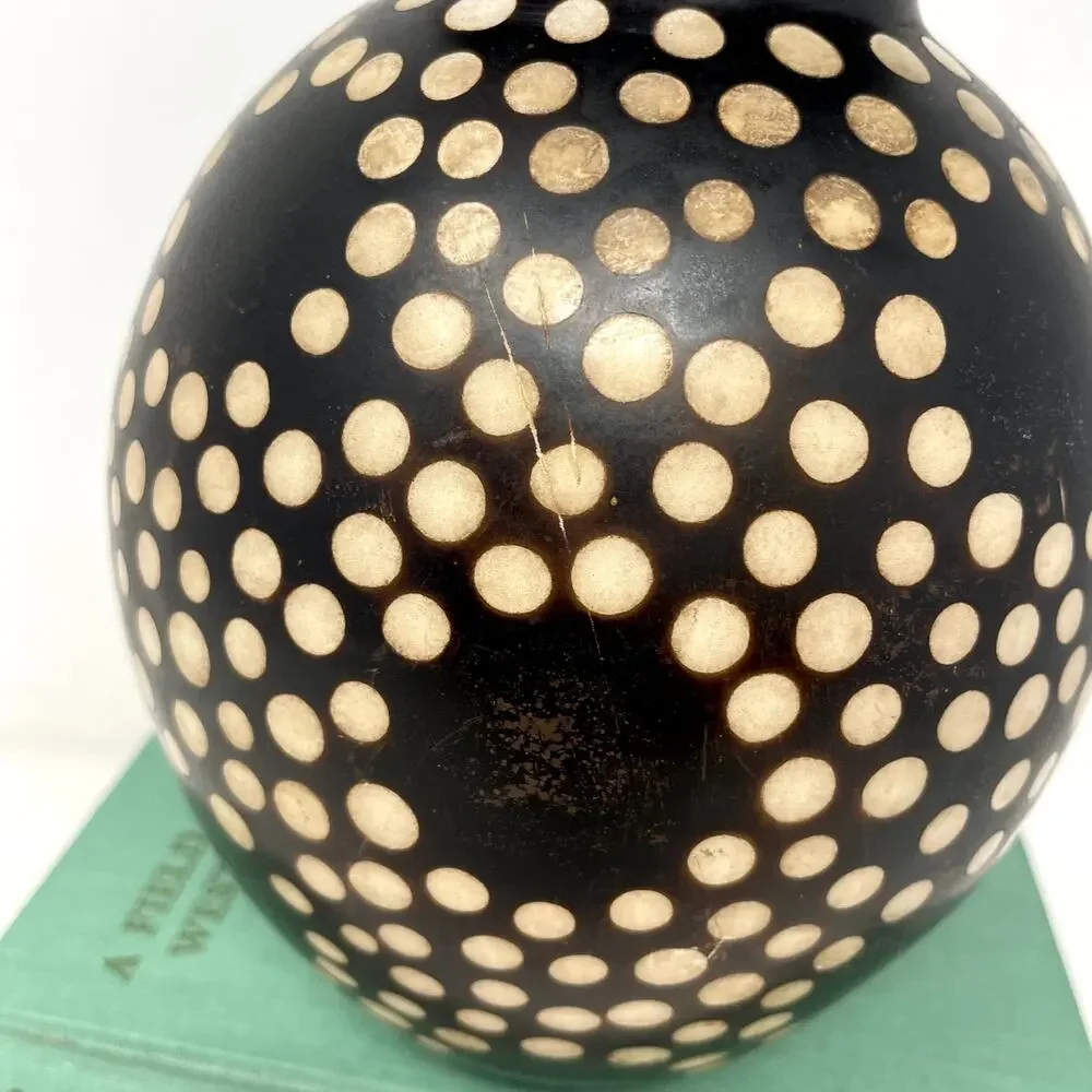 Valeriano Paz Peru Dark Brown Spotted Vase Signed